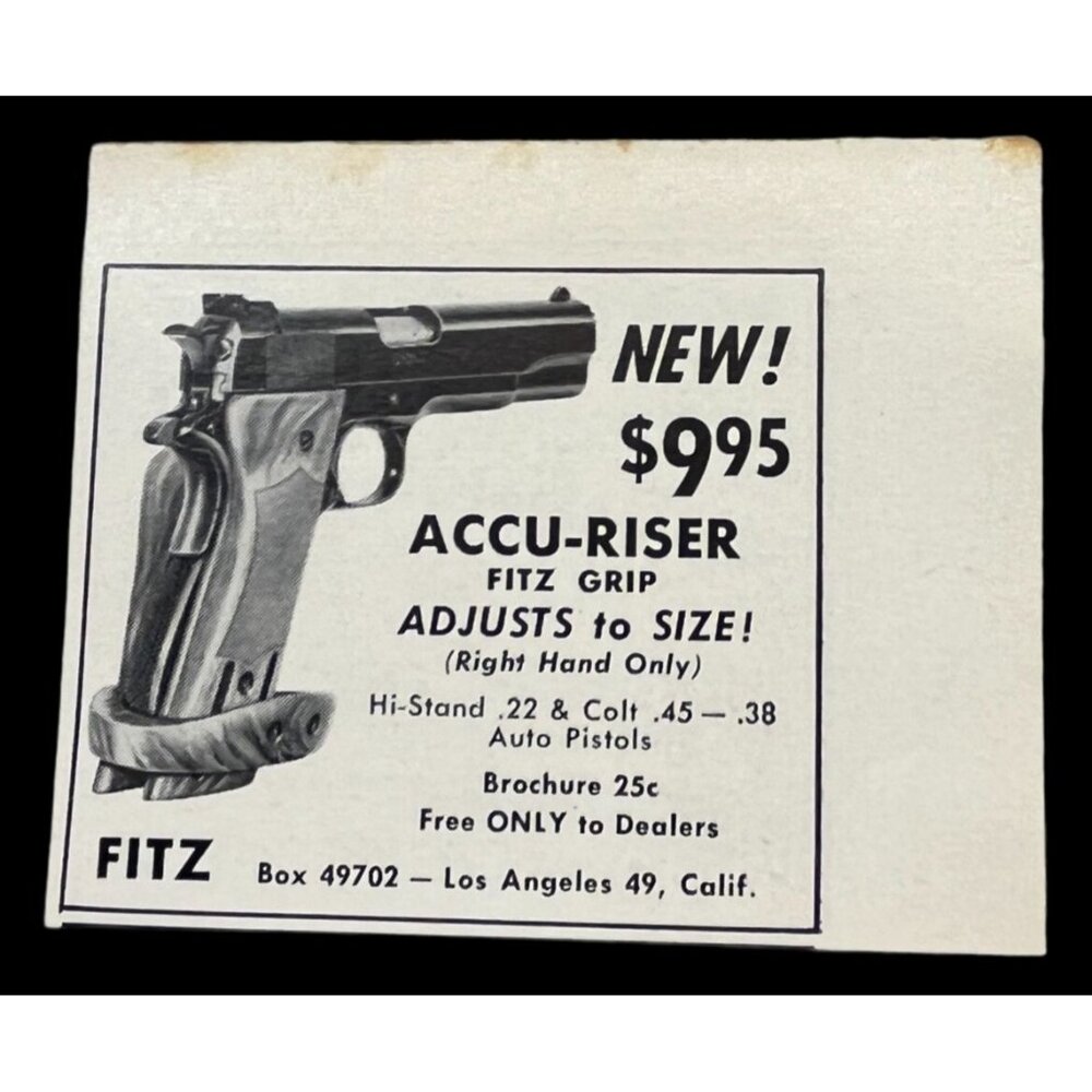 Fitz Accu-Riser Hand Gun Grip Mini Print Ad Vintage 1962 Los Angeles CA